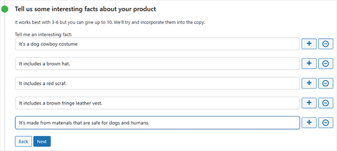 add interesting facts about your product in storeagent