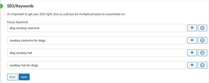 add specific keywords for your product in storeagent
