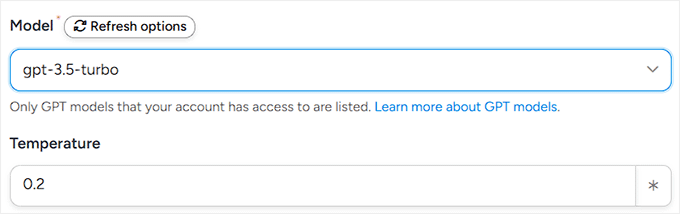 choose gpt model in uncanny automator