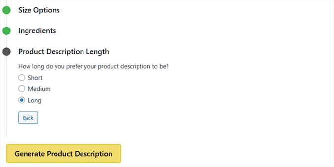 choose product description lenght in storeagent