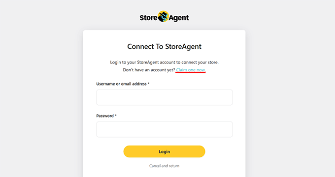 login to your storeagent account