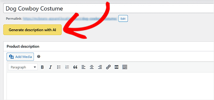 storeagent click generate description with ai button