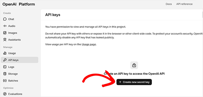uncanny automator click create new secret key on openai website
