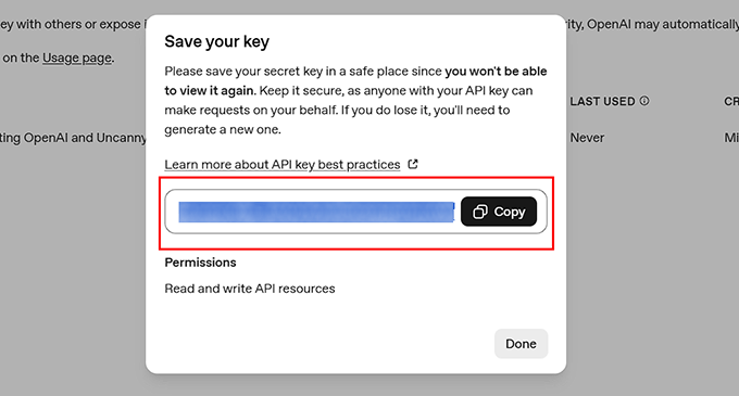 uncanny automator copy your secret key from openai website