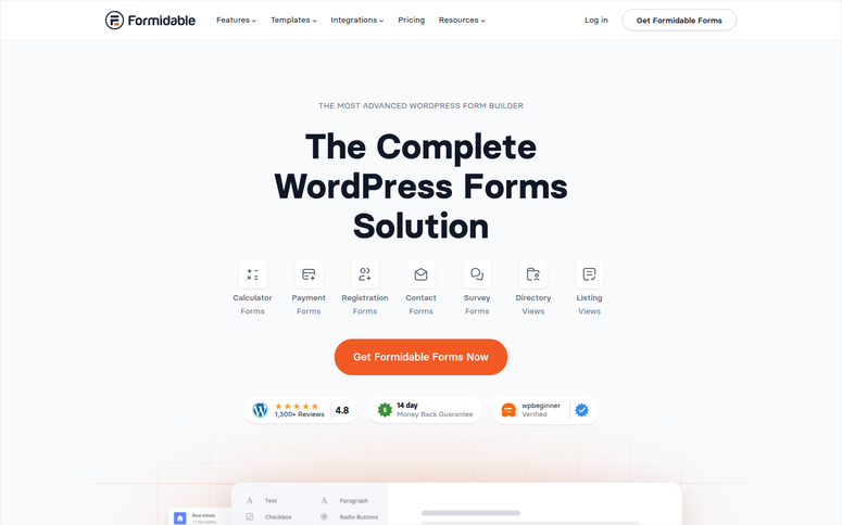 formidable forms homepage