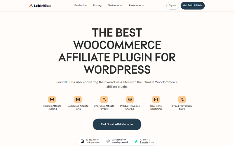 solid affiliate homepage