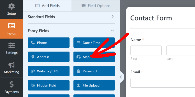 wpforms add map field