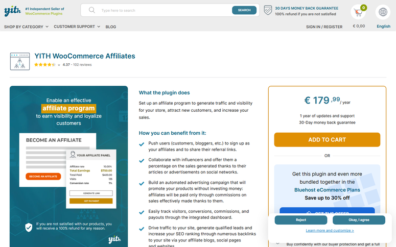 yith woocommerce affiliates homepage