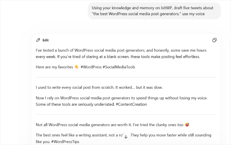 chatgpt-sample-tweet-creation - IsItWP - Free WordPress Theme Detector chatgpt sample tweet creation
