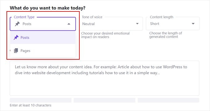 hostinger type de contenu