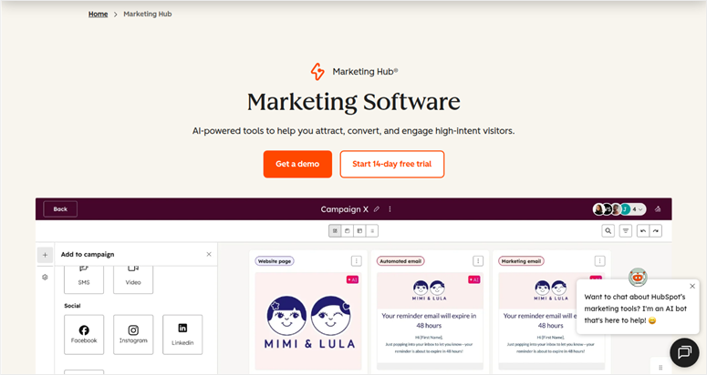 hubspot-ai-social-media-homepage - IsItWP - Free WordPress Theme Detector hubspot ai social media homepage