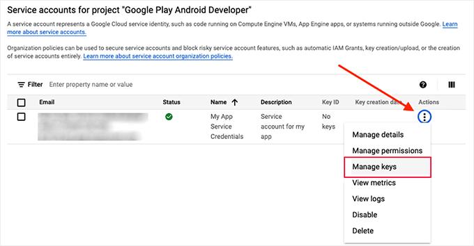 google-cloud-service-account-manage-keys
