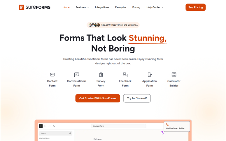 sureforms-homepage - IsItWP - Free WordPress Theme Detector sureforms homepage