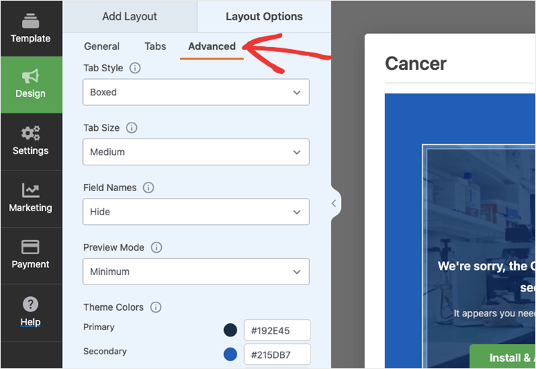 advanced style settings