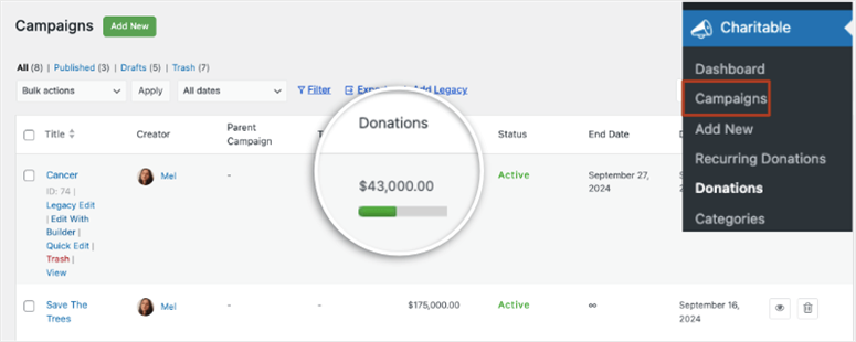 campaigns tab