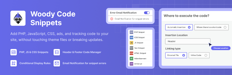 Woody Code Snippets Free Plugin Page