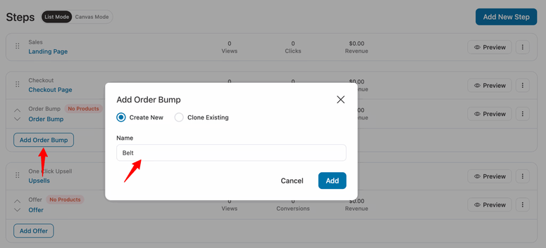 Modal de configuração de order bump do FunnelKit para adicionar uma oferta de produto à página de checkout - IsItWP - Detector Gratuito de Temas WordPress configuração de order bump funnelkit na página de checkout