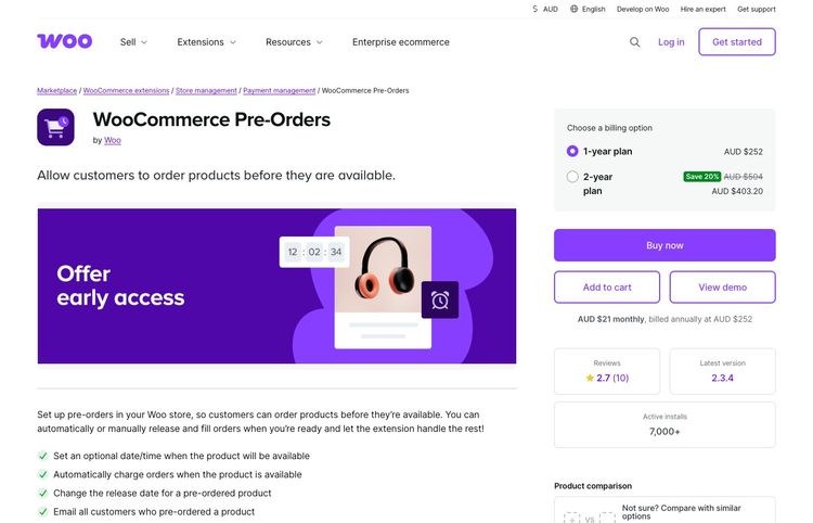 WooCommerce Pre-Orders product page