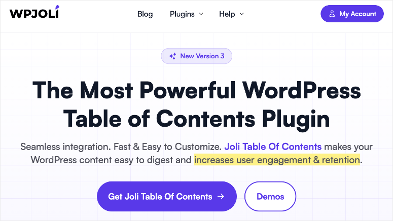 WPJoli Table of Contents Website