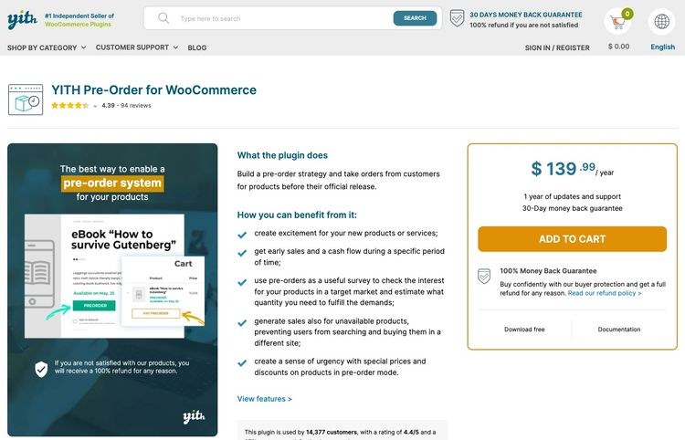 YITH Pre-Order homepage