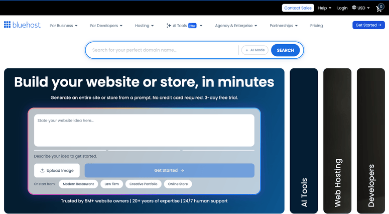 bluehost-ai-website-builder-homepage