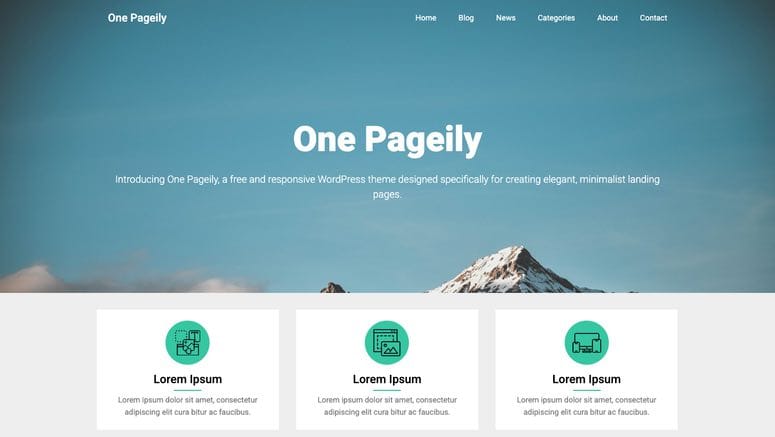 one-page-express-theme - IsItWP - Detector gratuit de teme WordPress temă one pageily
