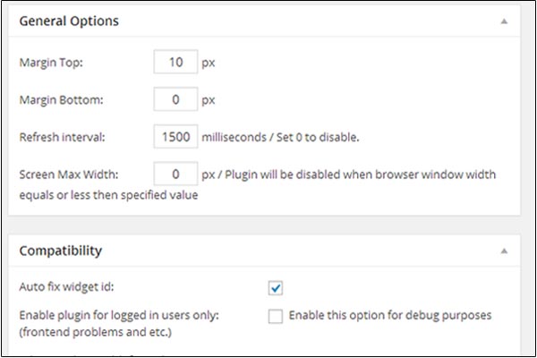 Floating Widget Settings