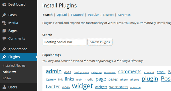 Installing a new plugin in WordPress