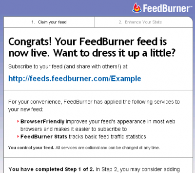 FeedBurner Step 1