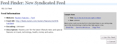 Feed Finder: New Syndicated Feed