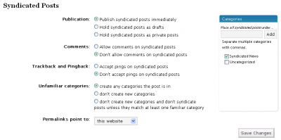 FeedWordPress Syndicated Post Options