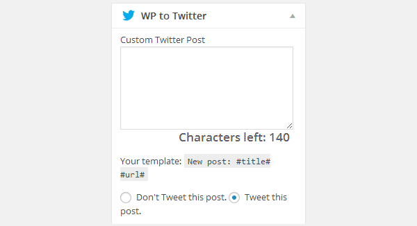 wp to Twitter post editor metabox
