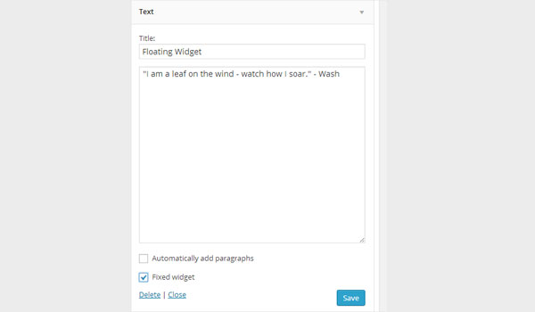 Checkbox to make a widget sticky