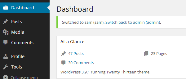 Switching back to your adminstrator account